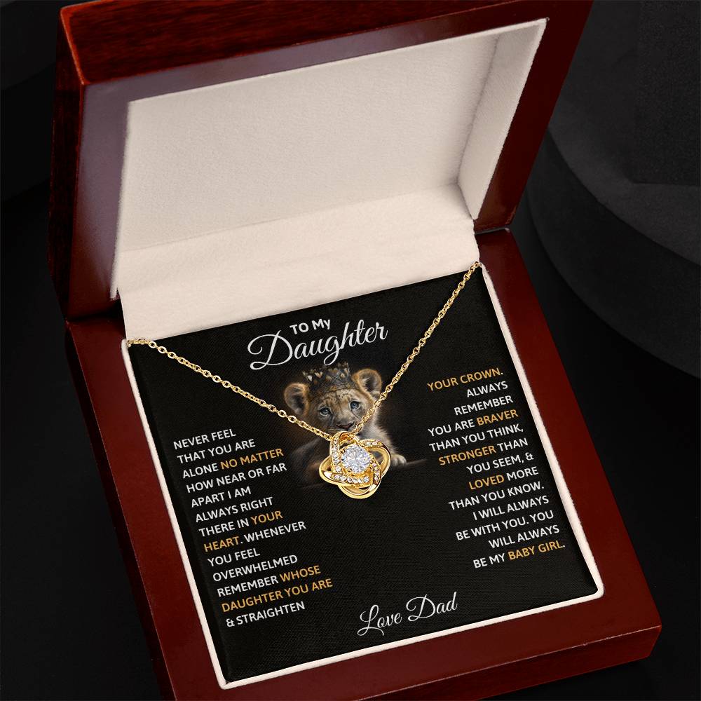 Love Knot Necklace - Dad To Daughter Gift With Adjustable Chain & Cubic Zirconia