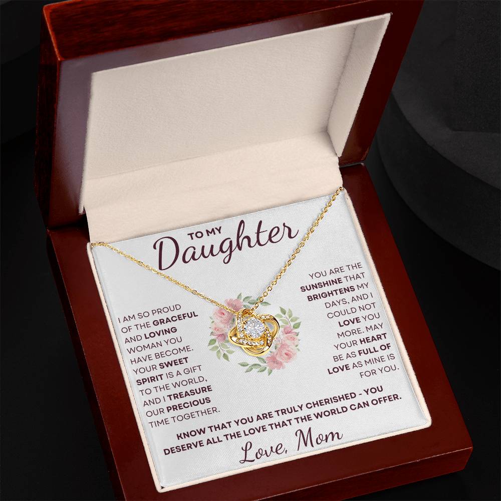Love Knot Necklace - Mom To Daughter Jewelry With Floral Halo Pendant