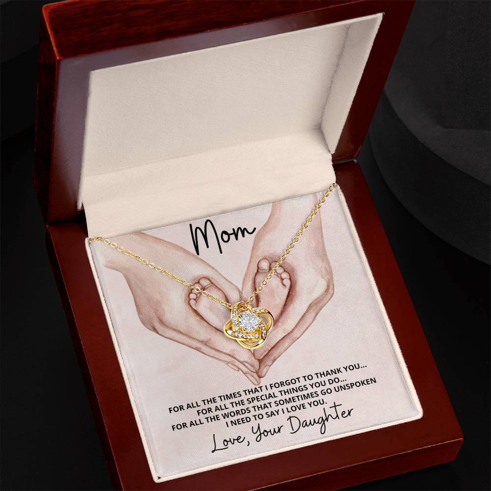 Love Knot Necklace - Mother Daughter Necklace With Cubic Zirconia Pendant