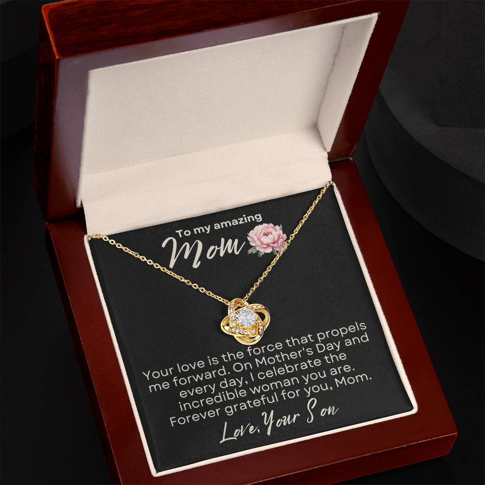 Mother's Day Love Knot Necklace Gift from Son to Mom
