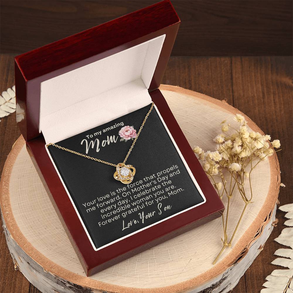 Mother's Day Love Knot Necklace Gift from Son to Mom