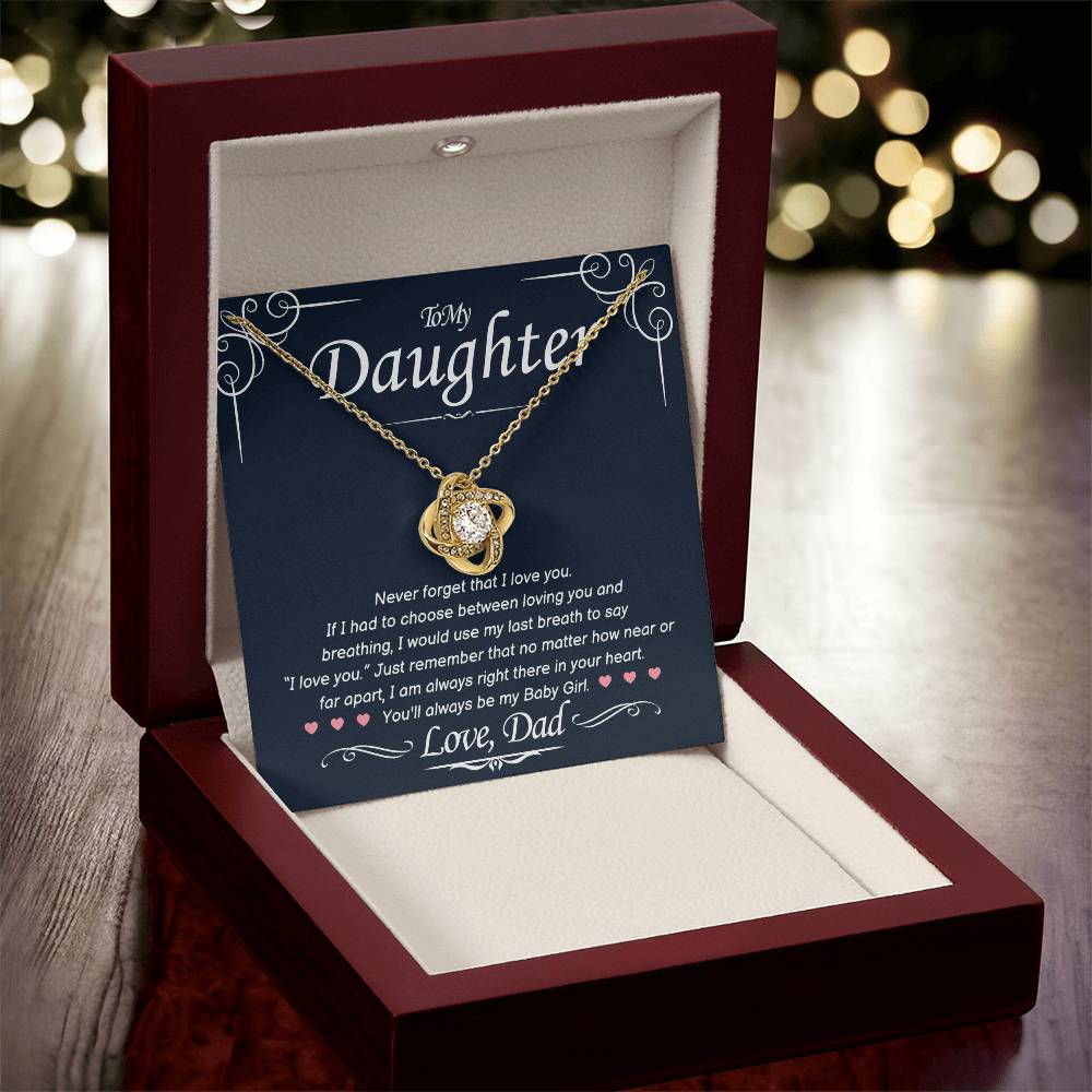 Love Knot Necklace – Daughter Necklace Gift Set With Heartfelt Message Card