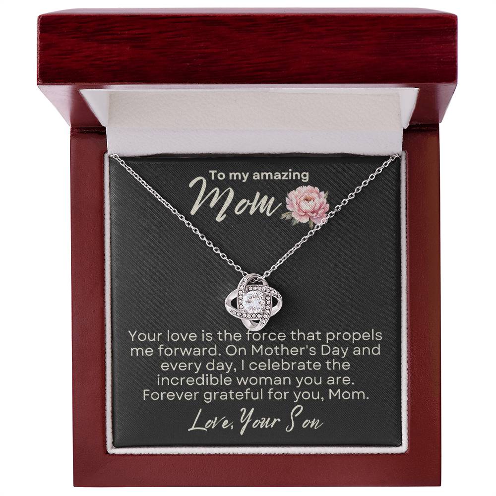 Mother's Day Love Knot Necklace Gift from Son to Mom