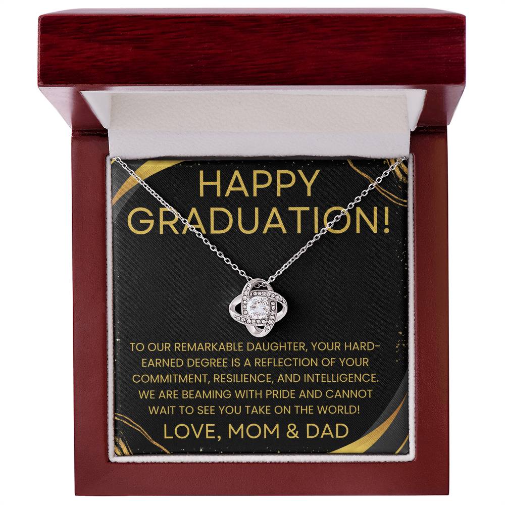 Happy Graduation from Proud Parents - Love Knot Necklace special grad gift for daughter