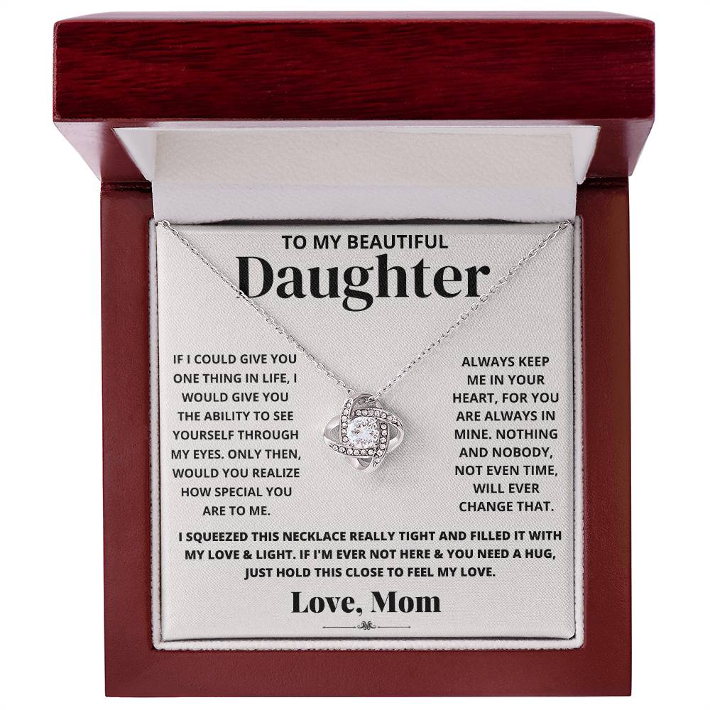 To My Beautiful Daughter Love Mom - Love Knot Necklace