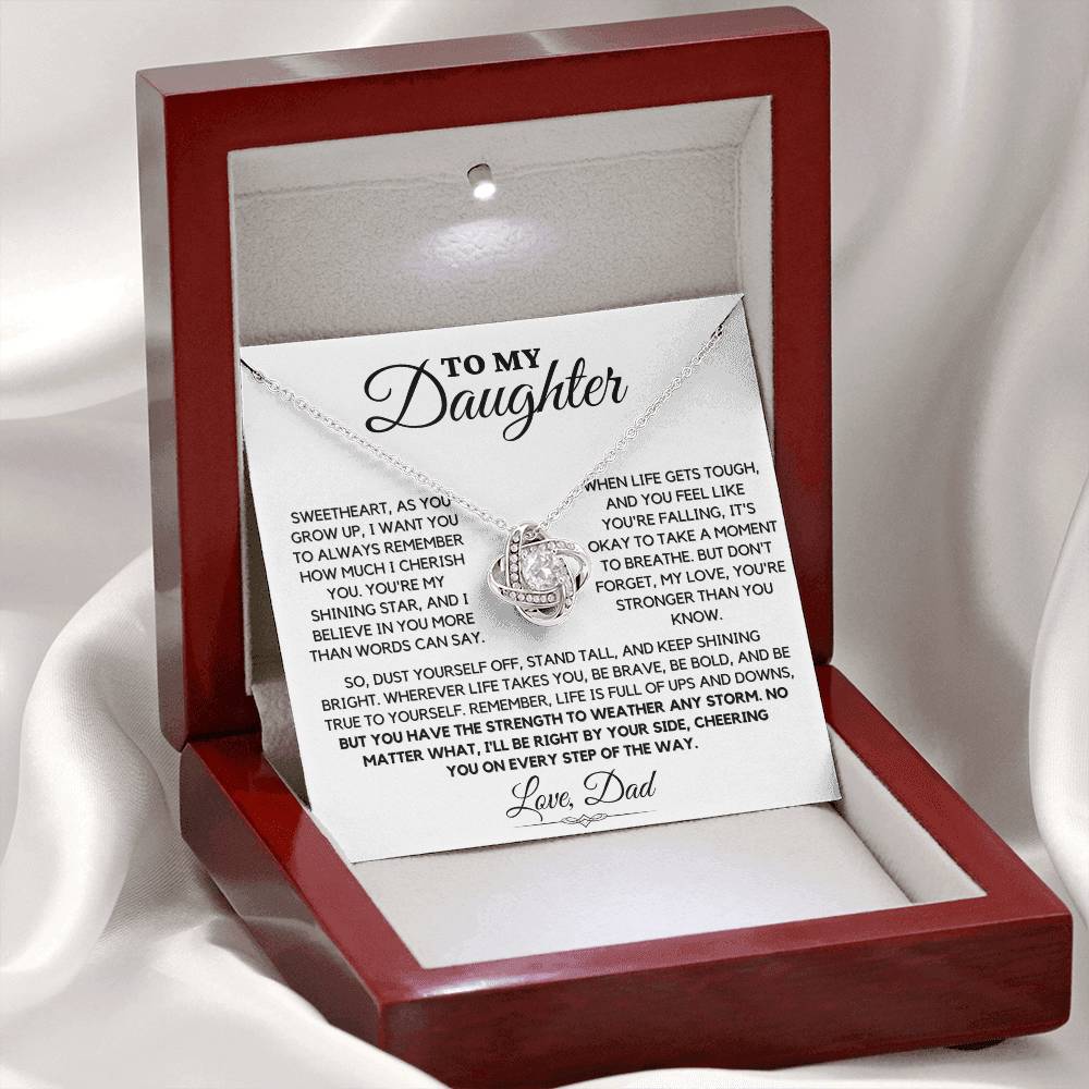 Love Knot Necklace - Dad to Daughter Weather The Storm Gift with Cubic Zirconia