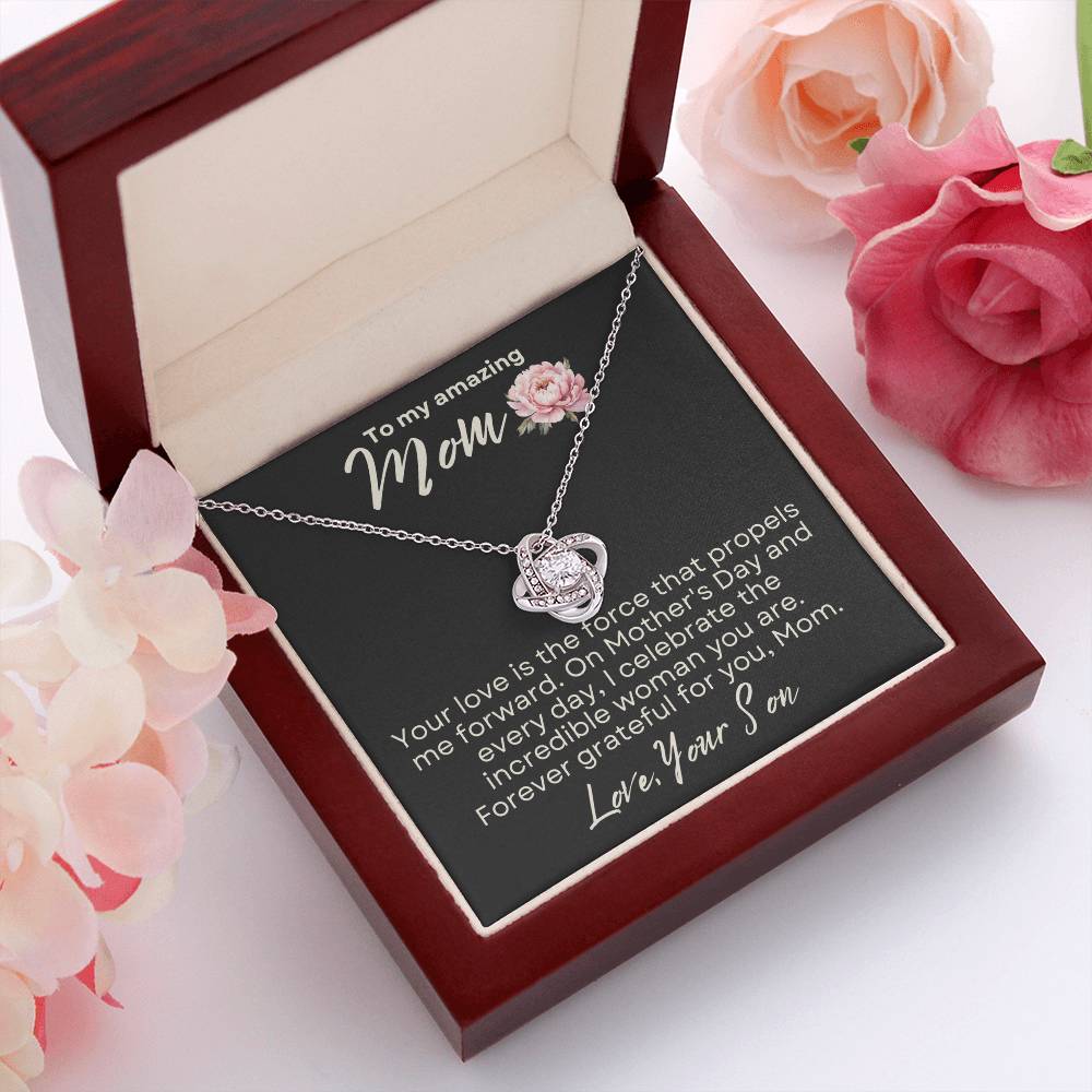 Mother's Day Love Knot Necklace Gift from Son to Mom