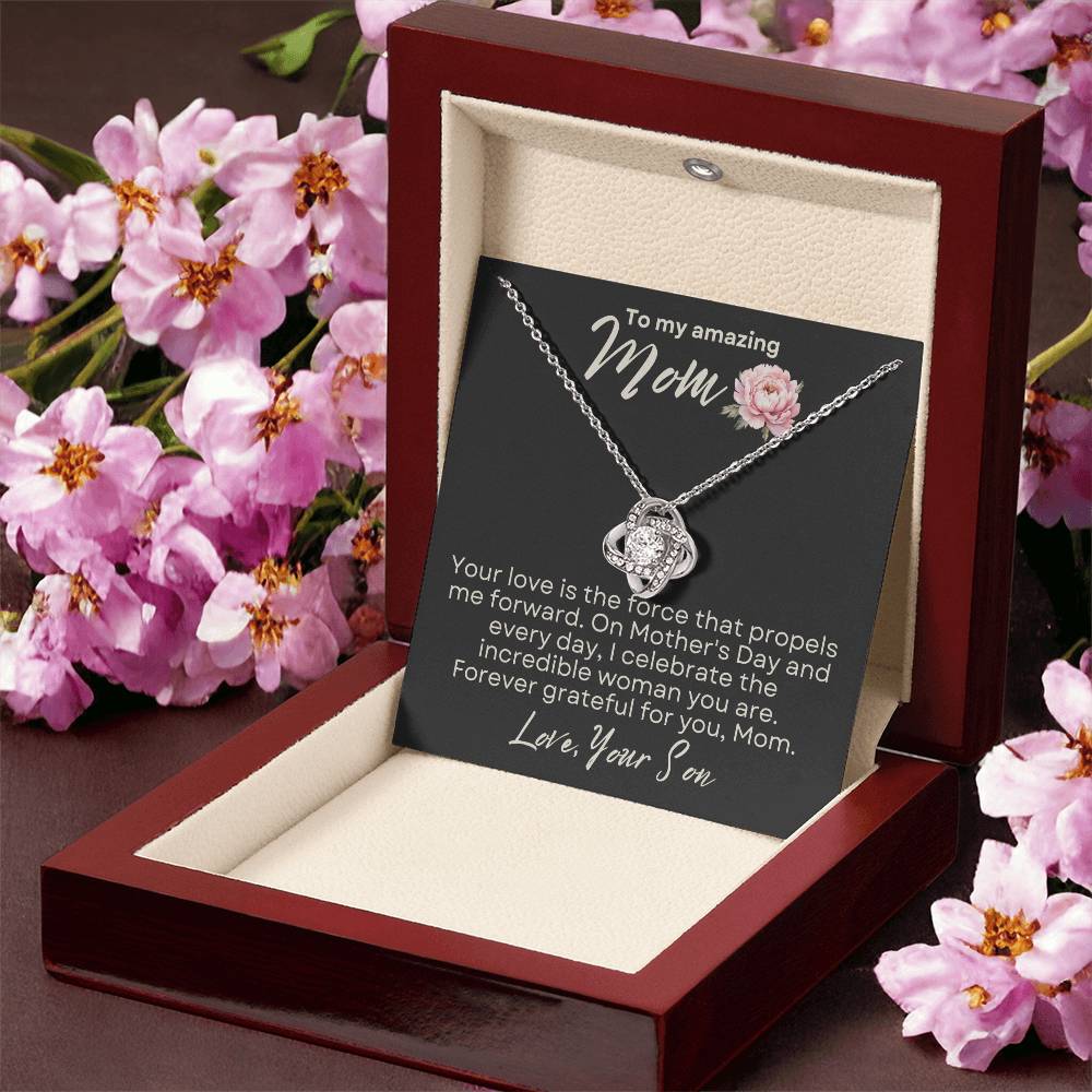 Mother's Day Love Knot Necklace Gift from Son to Mom