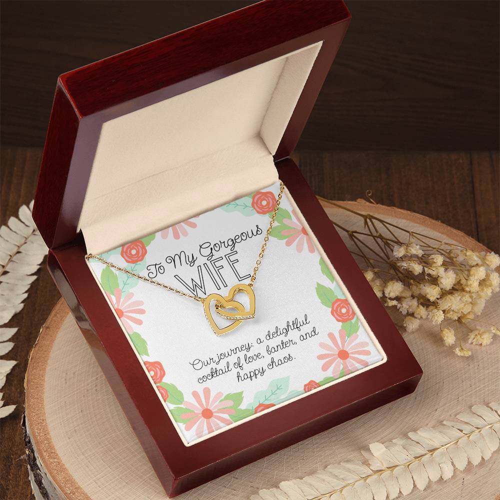 Interlocking Hearts Necklace – Anniversary Necklace with Two Heart Pendants & CZ Crystals