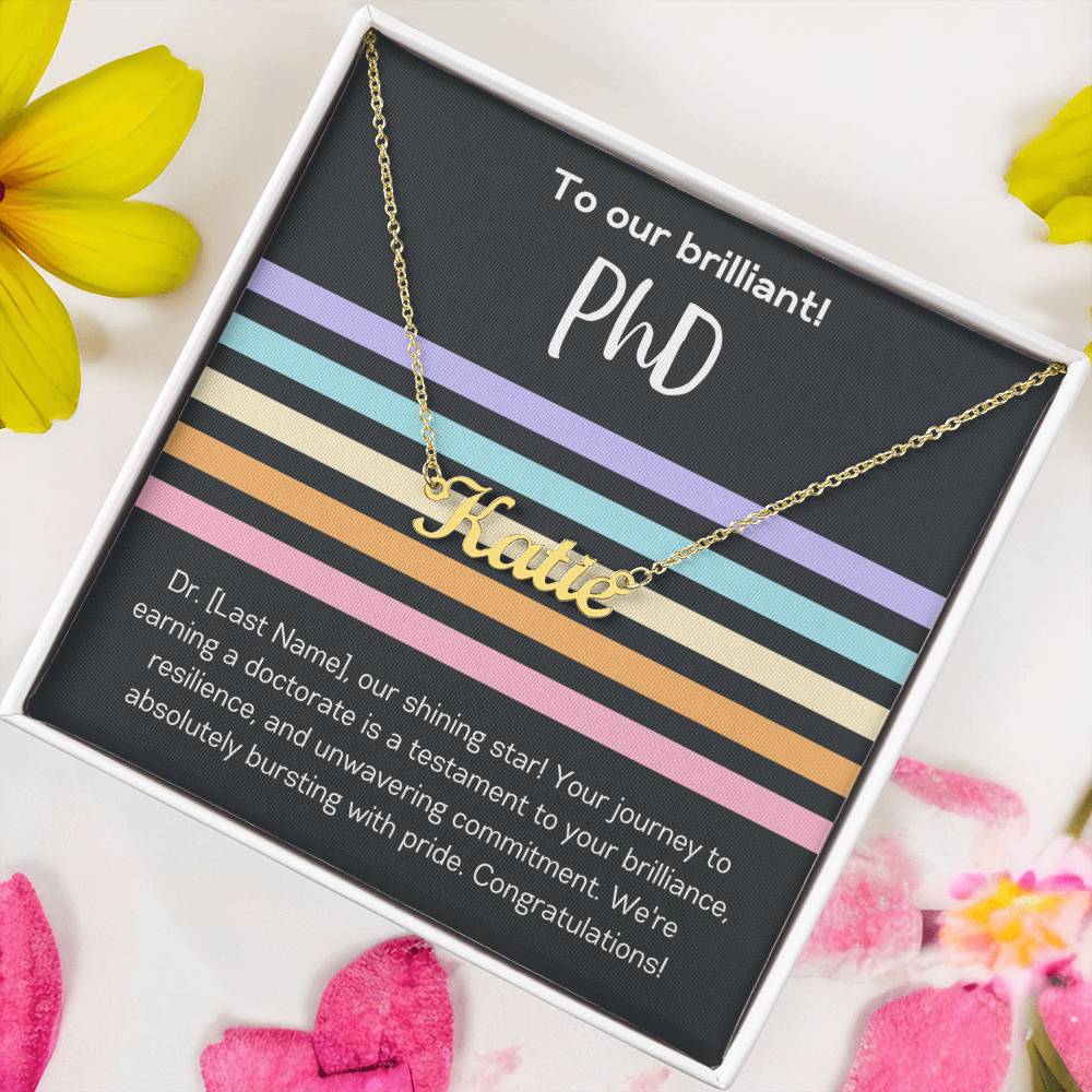 Custom Name Necklace Gift for Graduate PhD Graduation Gift