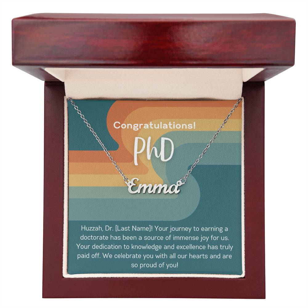 PhD Graduation Gift Custom Name Necklace Doctorate Grad Gift from Parents of PhD Student