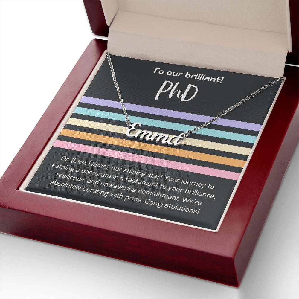 Custom Name Necklace Gift for Graduate PhD Graduation Gift