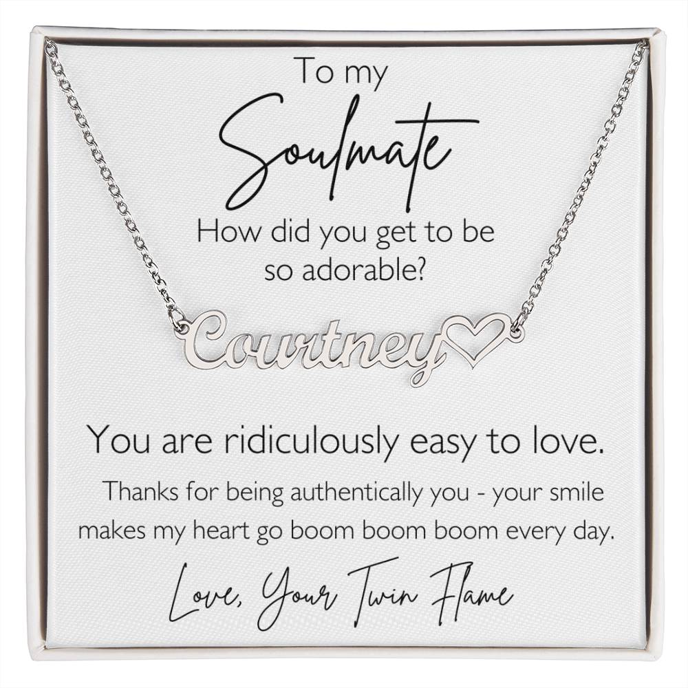 Twin Flame Custom Name & Heart Necklace Valentine's Day Gift for Soulmate
