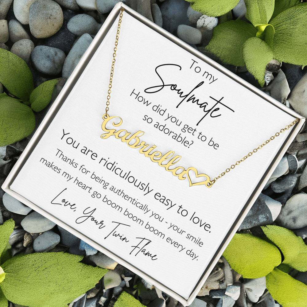 Twin Flame Custom Name & Heart Necklace Valentine's Day Gift for Soulmate