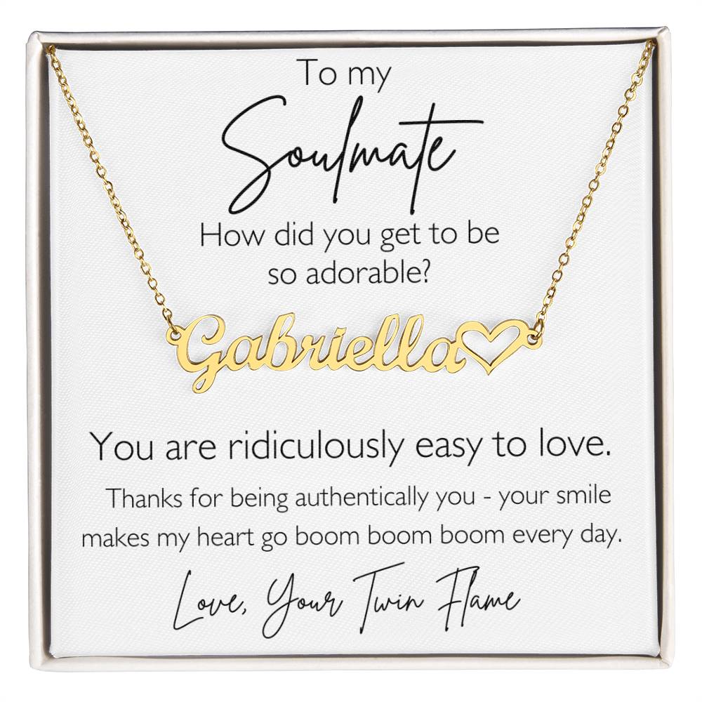 Twin Flame Custom Name & Heart Necklace Valentine's Day Gift for Soulmate