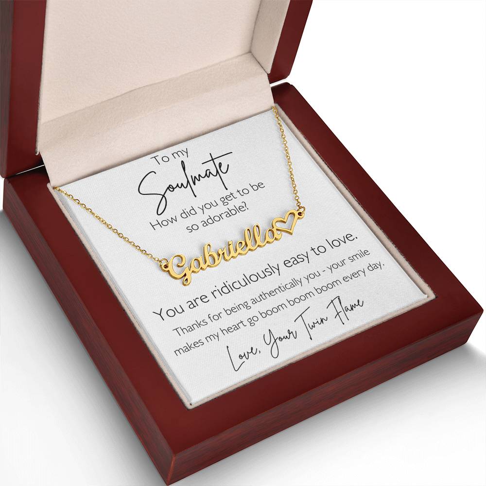 Twin Flame Custom Name & Heart Necklace Valentine's Day Gift for Soulmate