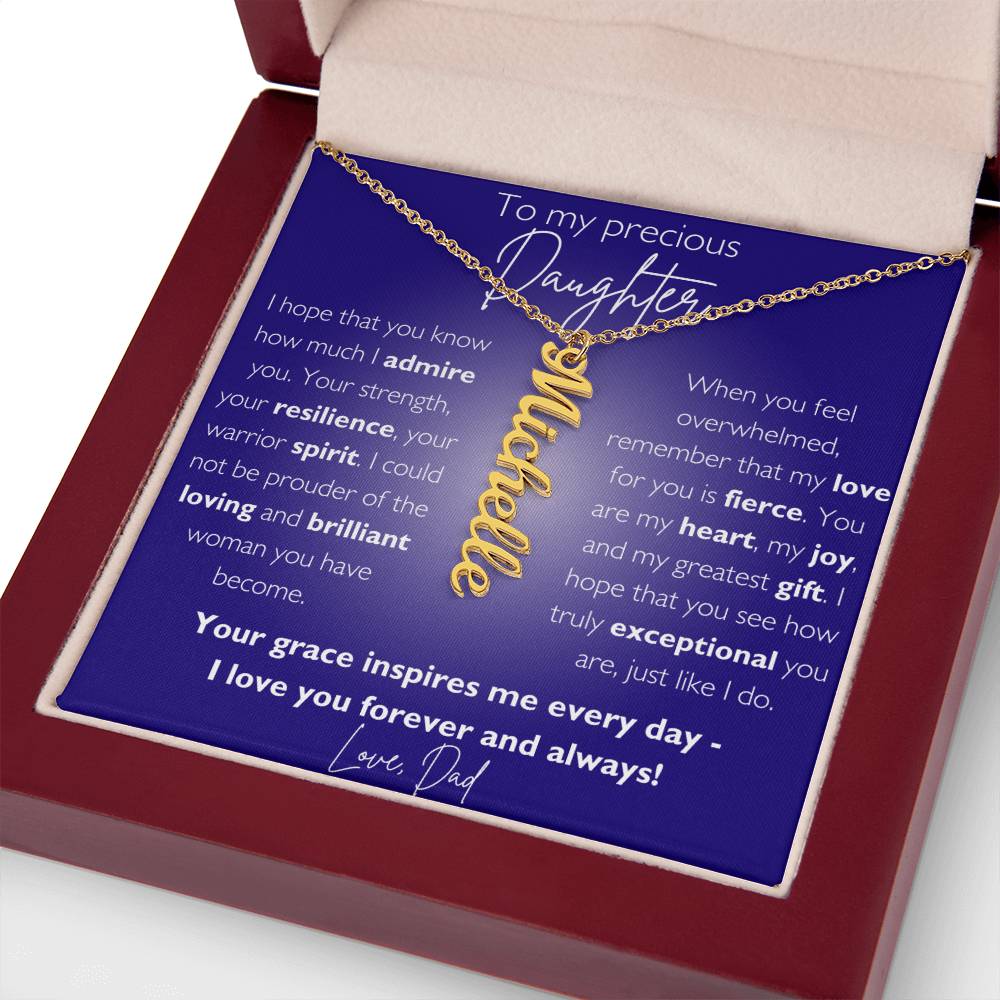 Custom Name Necklace - Personalized Vertical Name Pendant | Gift For Daughter
