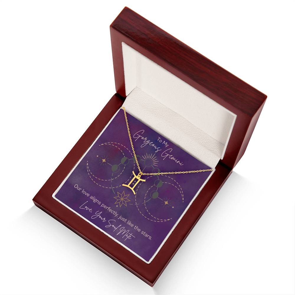 Gemini Astrology Necklace - Custom Zodiac Sign Pendant | Adjustable Chain Gift