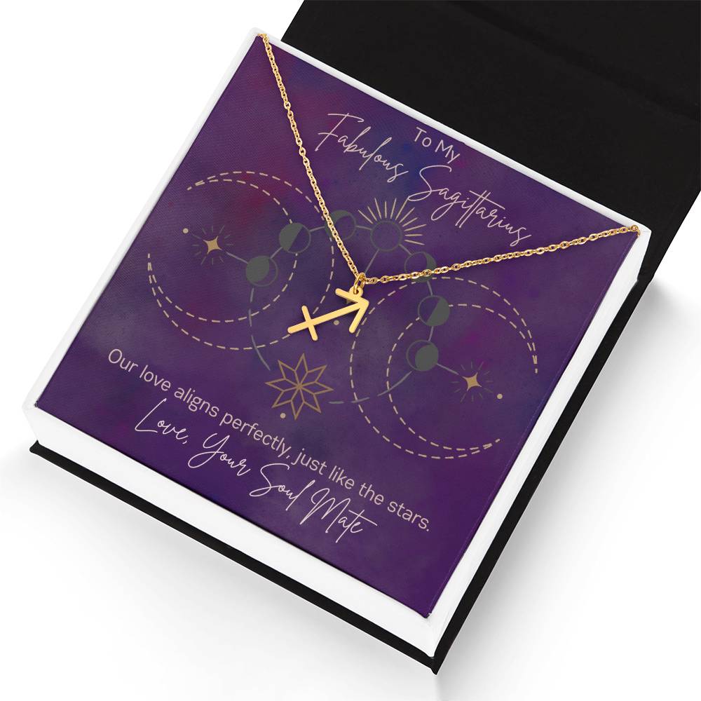 Sagittarius Astrology Necklace - Custom Zodiac Sign Pendant with Adjustable Chain