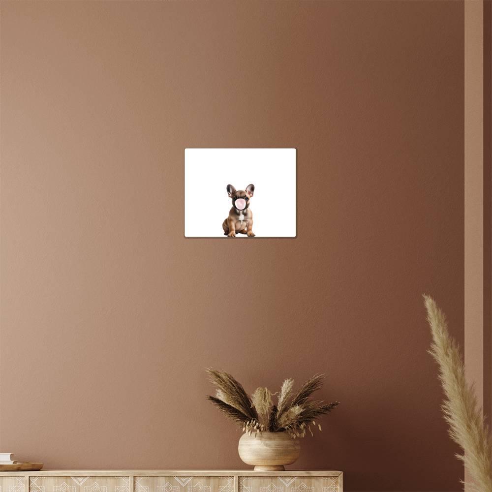 Cute French Bulldog Blowing Bubblegum - Baby Nursery Metal Wall Art
