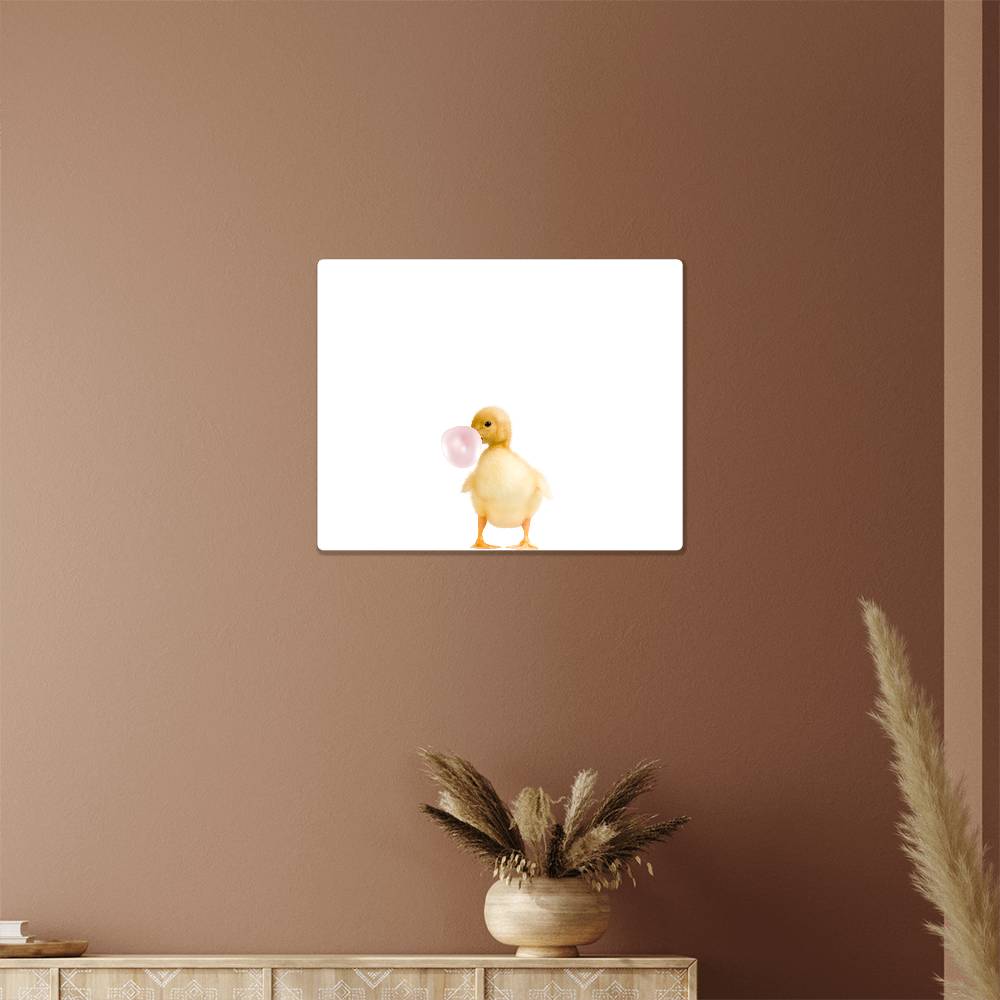 Baby Duck Chick Blowing Bubblegum - Metal Wall Art