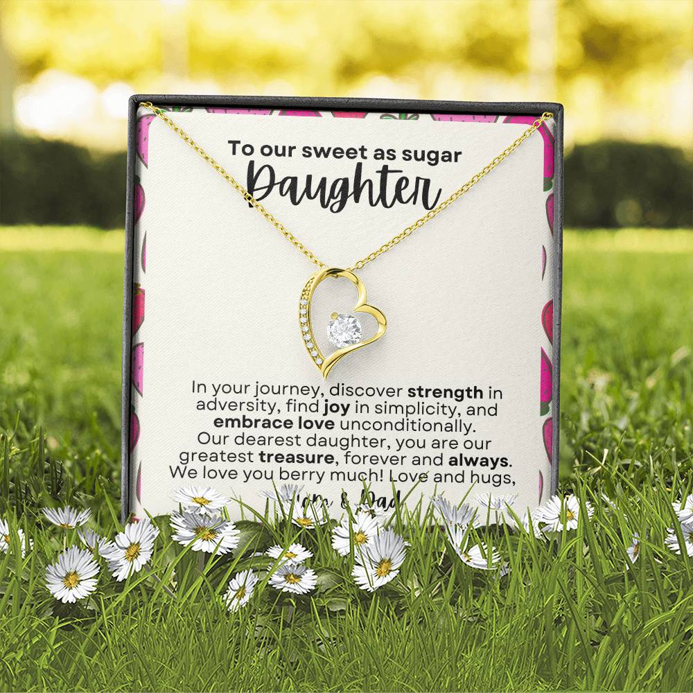 Forever Love Necklace - Daughter Necklace With Crystal Heart Pendant | Adjustable Chain