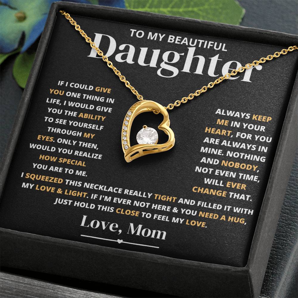 To My Beautiful Daughter Love Mom - Forever Love Necklace