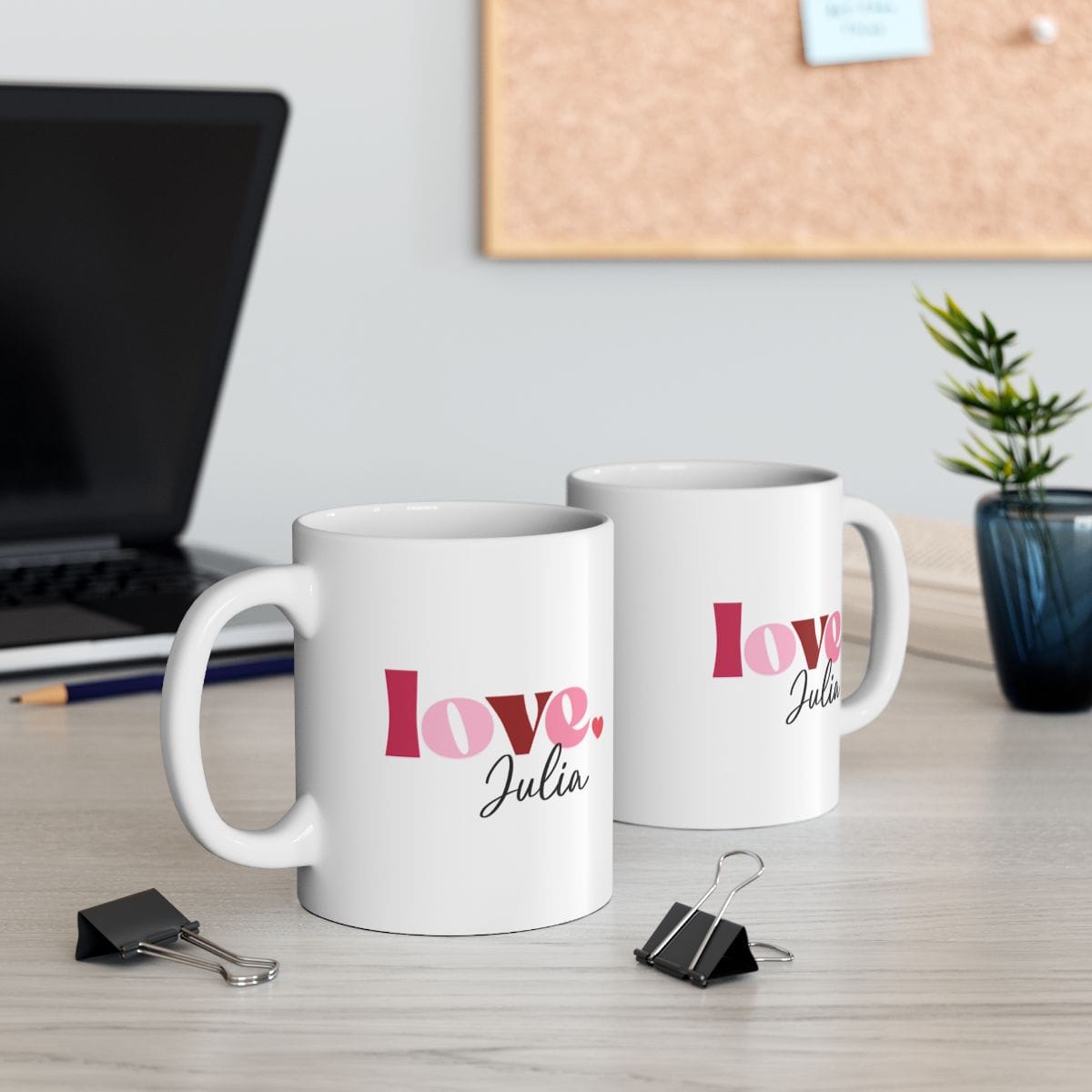 Custom Valentine's Day Love Ceramic Mug for Girlfriend or Wife, I Love You Heart Personalized Name, 11oz and 15oz