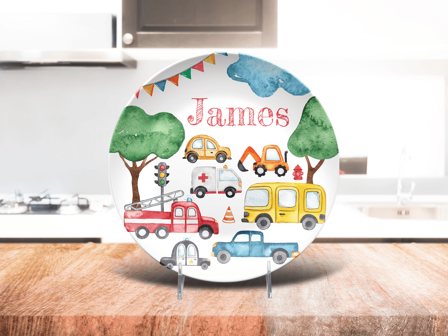 Custom Kids Vehicles Dinnerware Set, Unbreakable BPA-Free