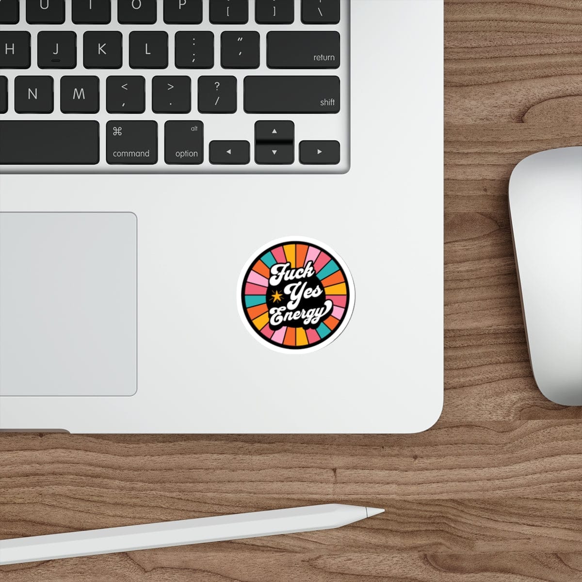 Fuck Yes Energy Retro Sticker, Sassy Motivational Affirmation, Round Die Cut, Funny Laptop Water Bottle Sticker