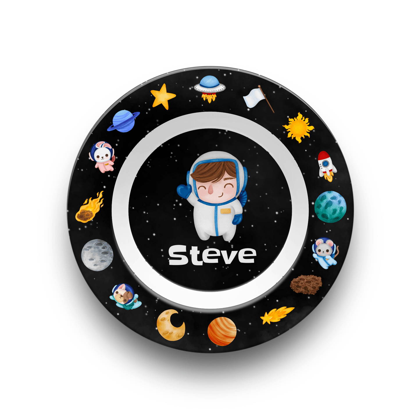 Kids Astronaut Dinnerware - Personalized Outer Space Dining Set | BPA-Free, Unbreakable