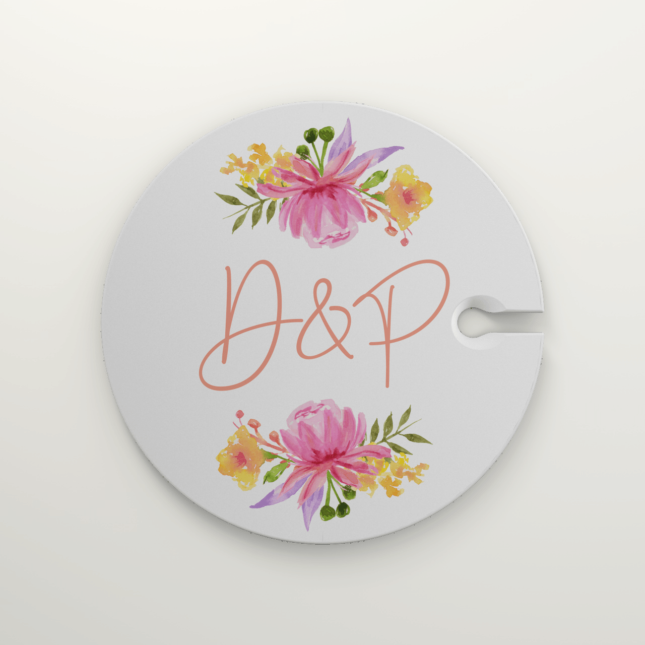 Custom Floral Wedding Cocktail Plate - Appetizer & Wine Glass Small Food Plate