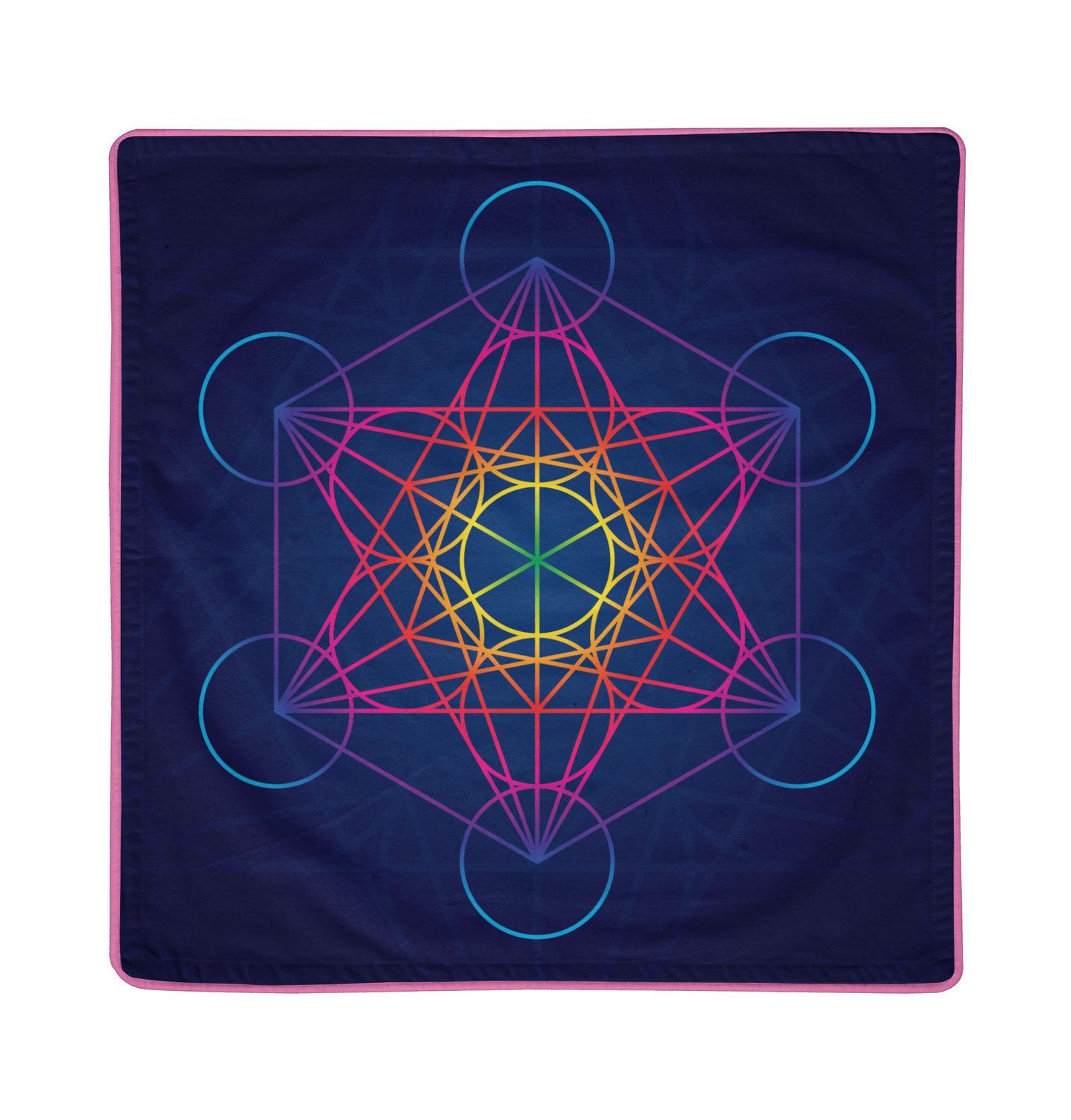 Crystal Grid Fabric Metaphysical, Flower of Life Metatron's Cube Spiritual Gift, Set of 4 Double-Sided Piped Edge Cotton Blend Altar Napkins