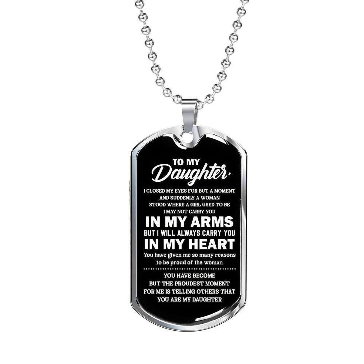 Personalized Daughter Dog Tag Necklace - Engraved Military Style