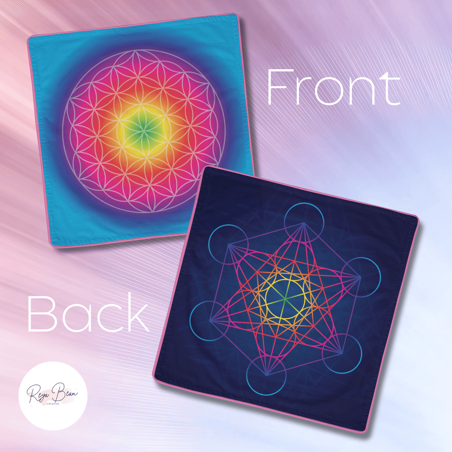 Crystal Grid Flower of Life Metatron's Cube - Set of 4 Double-Sided Napkins