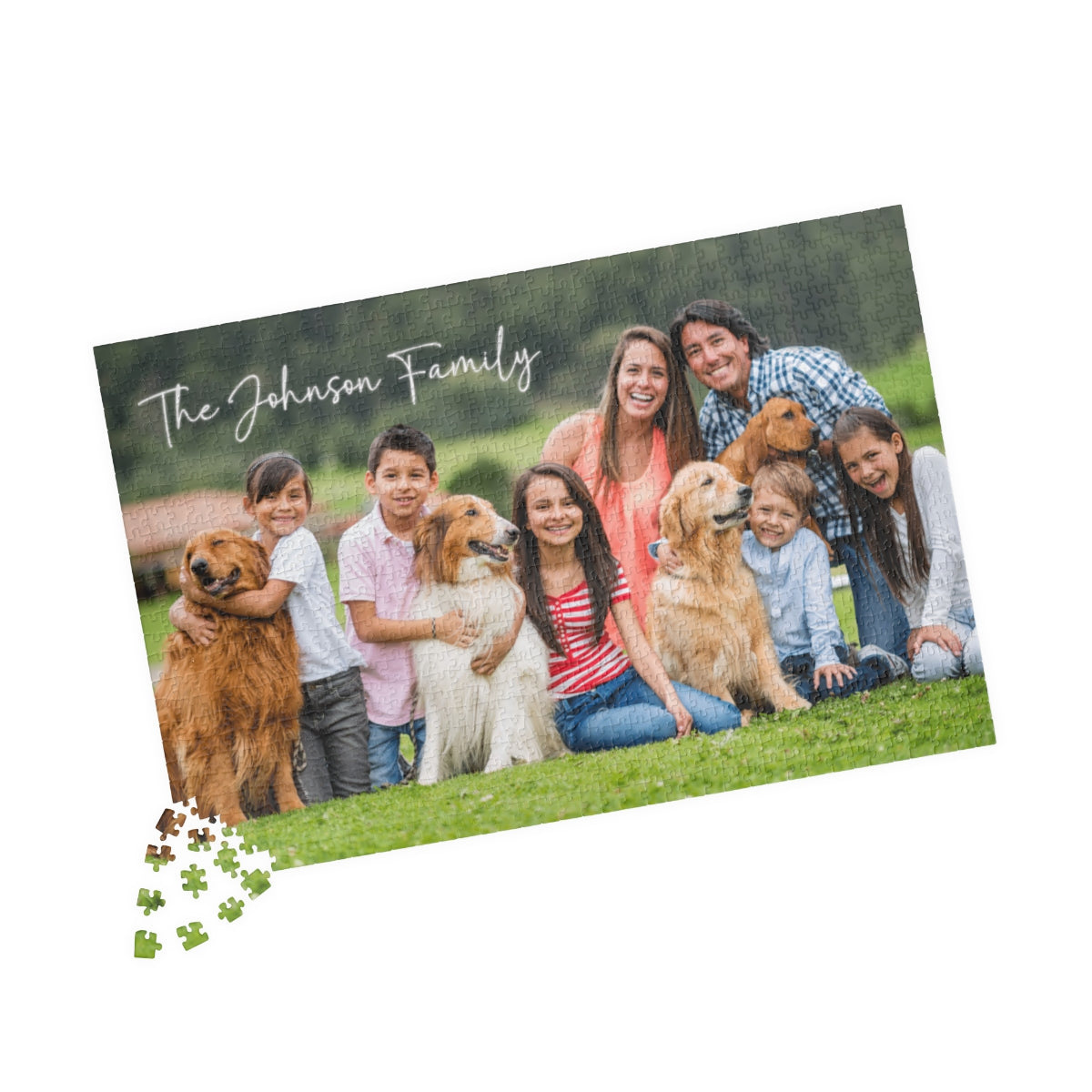 Personalized Jigsaw Puzzle with Photo and Name, Custom Family Picture Xmas Gift, Unique Holiday Keepsake, Glossy 520 or 1014 Piece Jigsaw