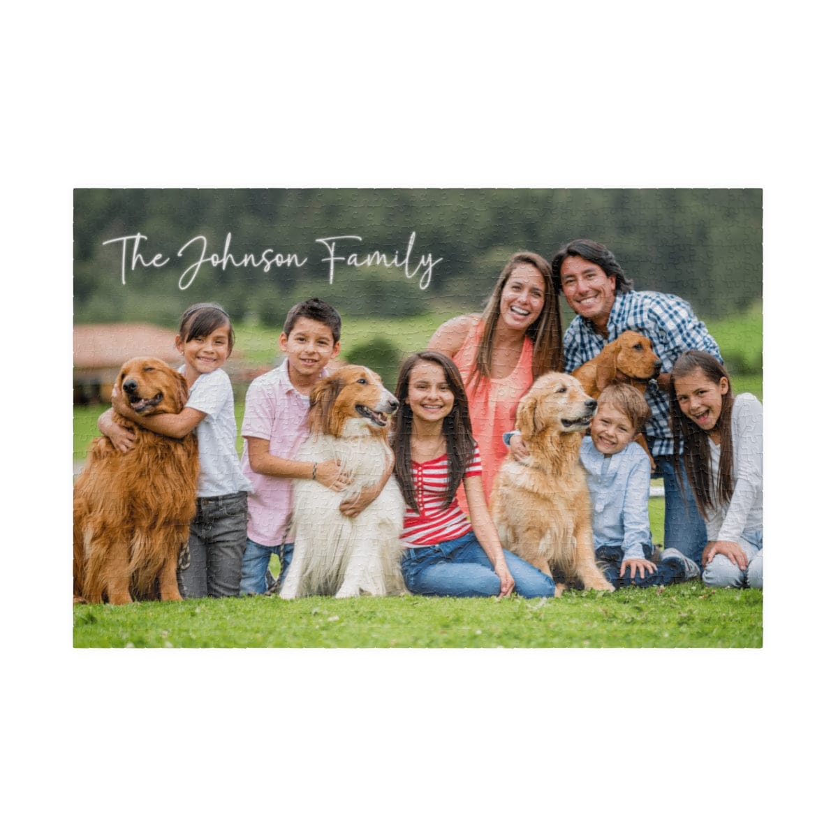 Custom Family Picture Jigsaw Puzzle, Personalized Photo and Name Holiday Keepsake