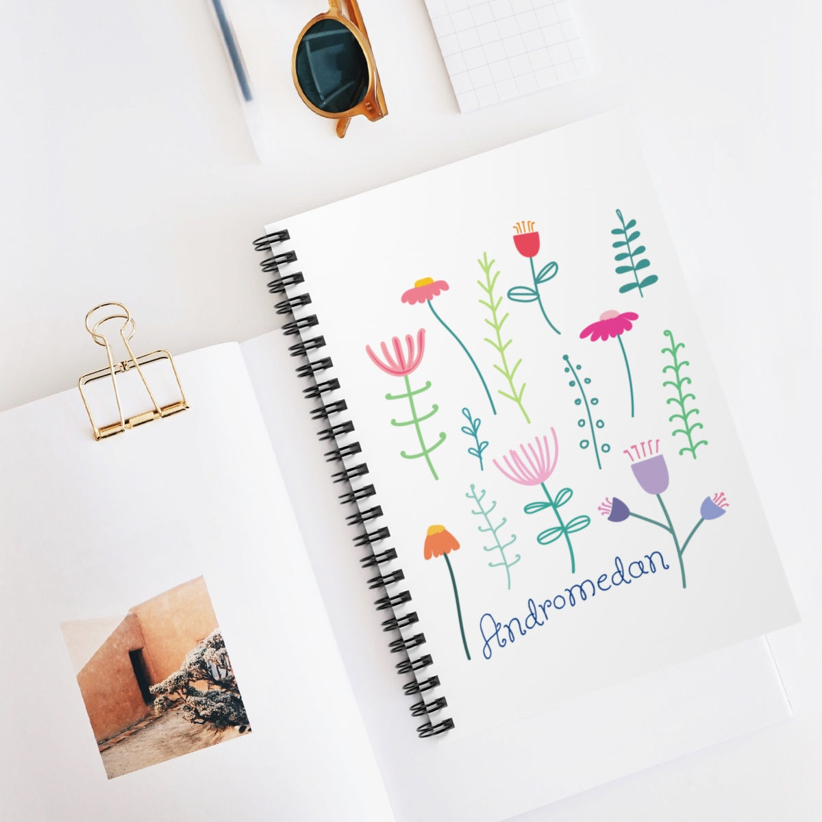 Starseed Spiral Notebook, Lightworker Gift for Andromedan Lyran Sirian Orion Pleiadian Arcturian, 5D Lined Floral Journal