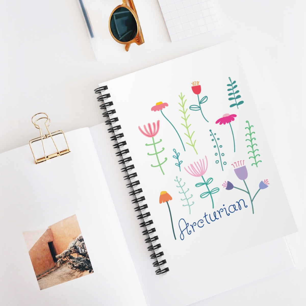 Starseed Spiral Notebook, Lightworker Gift for Andromedan Lyran Sirian Orion Pleiadian Arcturian, 5D Lined Floral Journal