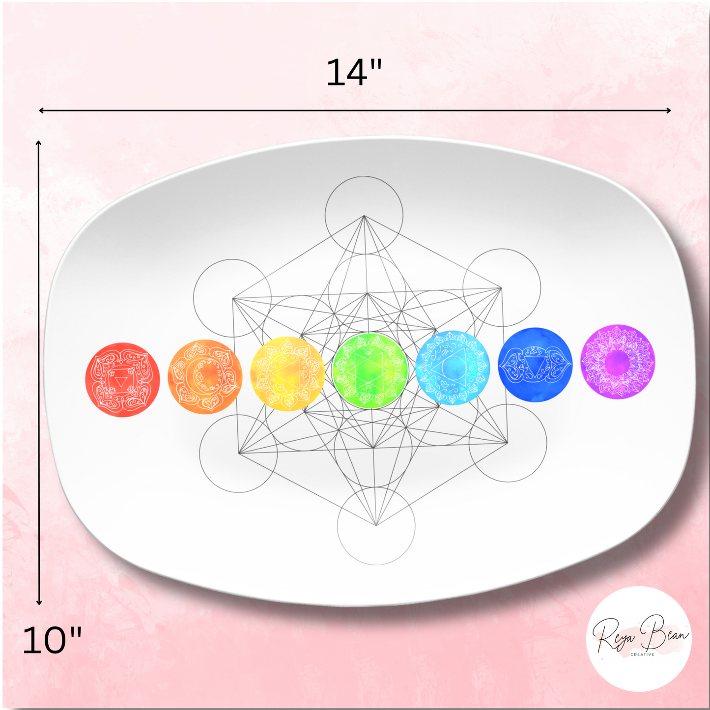 Chakras Rainbow Platter, Metaphysical Wellness Serving Plate, Mindfulness Meditation Tray, Spiritual Root Crown Chakra Yoga Reiki Mystical