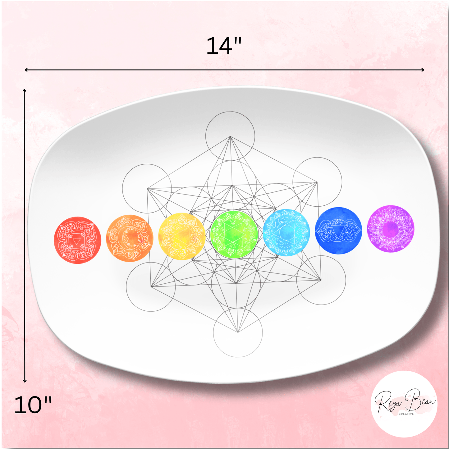 Chakras Rainbow Platter, Metaphysical Wellness Serving Plate, Mindfulness Meditation Tray, Spiritual Root Crown Chakra Yoga Reiki Mystical