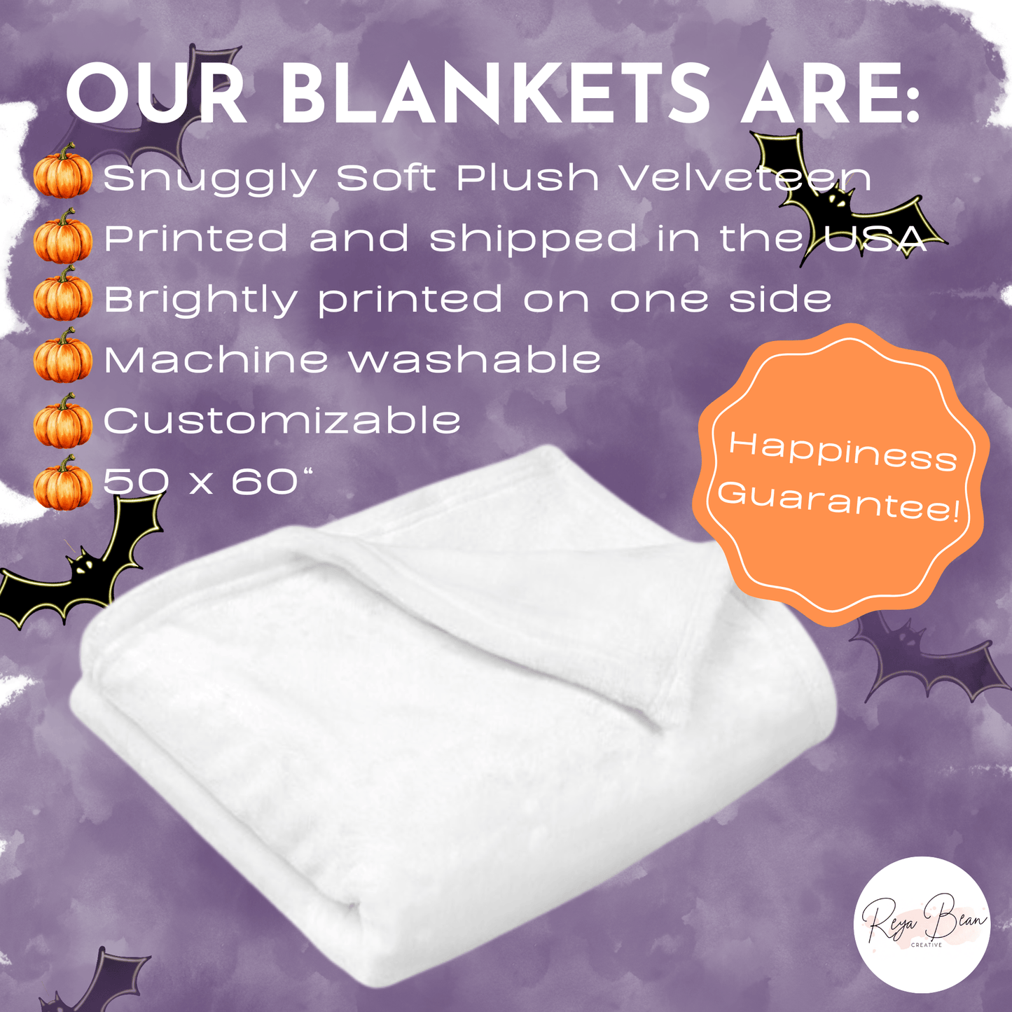 First Halloween Spooky Pumpkins Baby Photoshoot Milestone Backdrop Velveteen Blanket, 50 x 60"