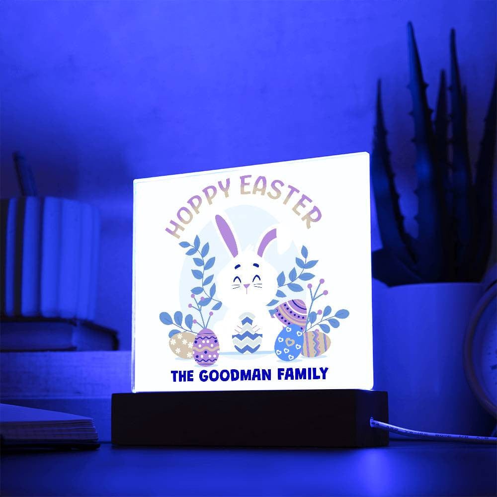 Hoppy Easter Customized Family Name Acrylic Square Plaque