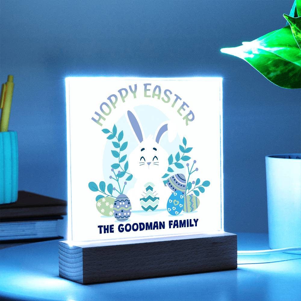 Hoppy Easter Customized Family Name Acrylic Square Plaque