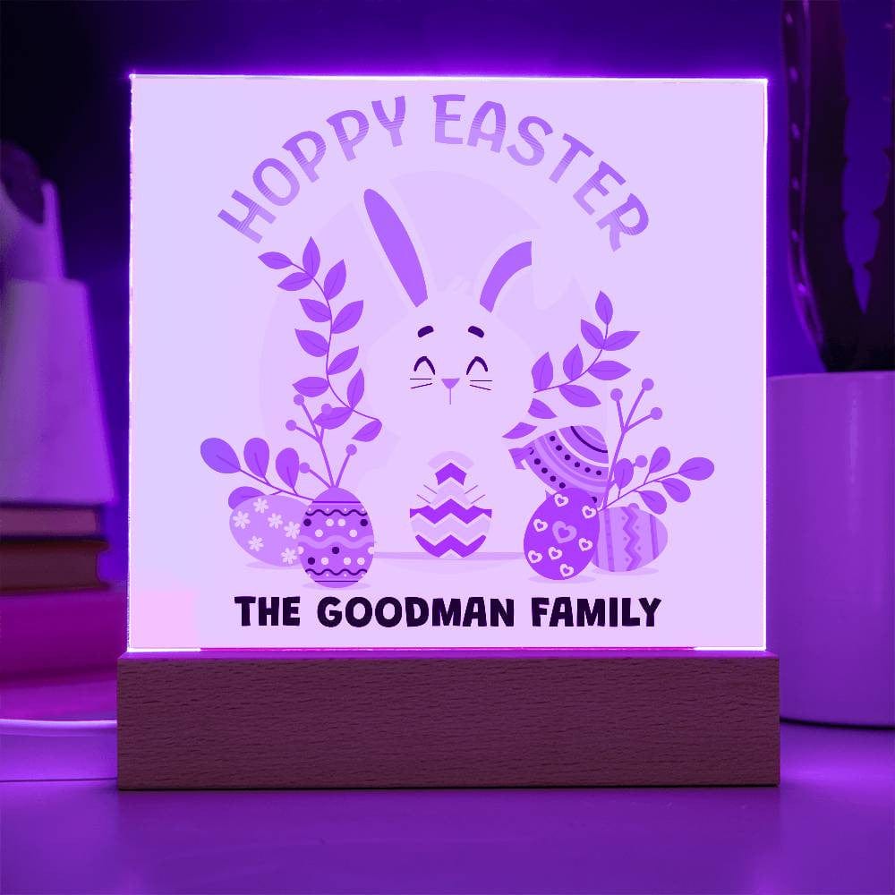 Hoppy Easter Customized Family Name Acrylic Square Plaque