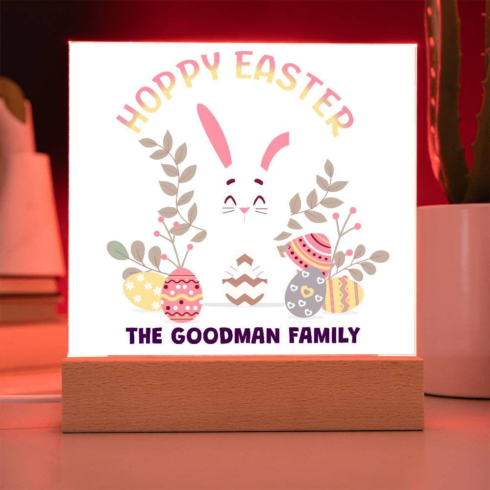 Hoppy Easter Customized Family Name Acrylic Square Plaque