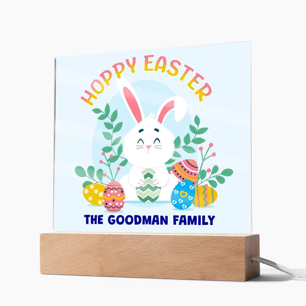 Hoppy Easter Customized Family Name Acrylic Square Plaque