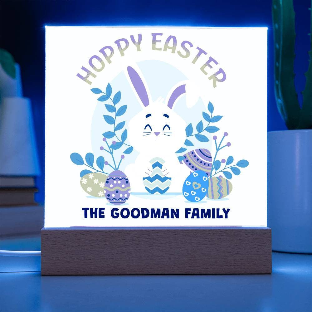Hoppy Easter Customized Family Name Acrylic Square Plaque