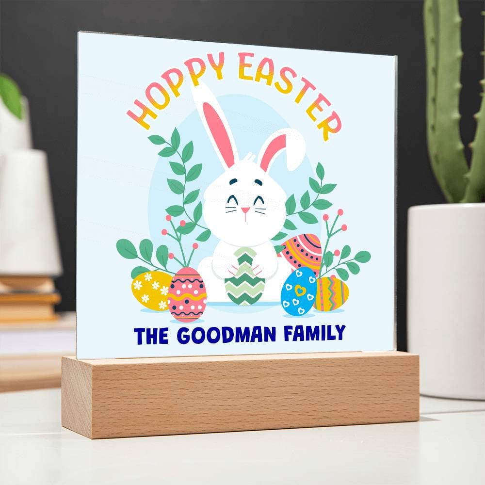 Hoppy Easter Customized Family Name Acrylic Square Plaque