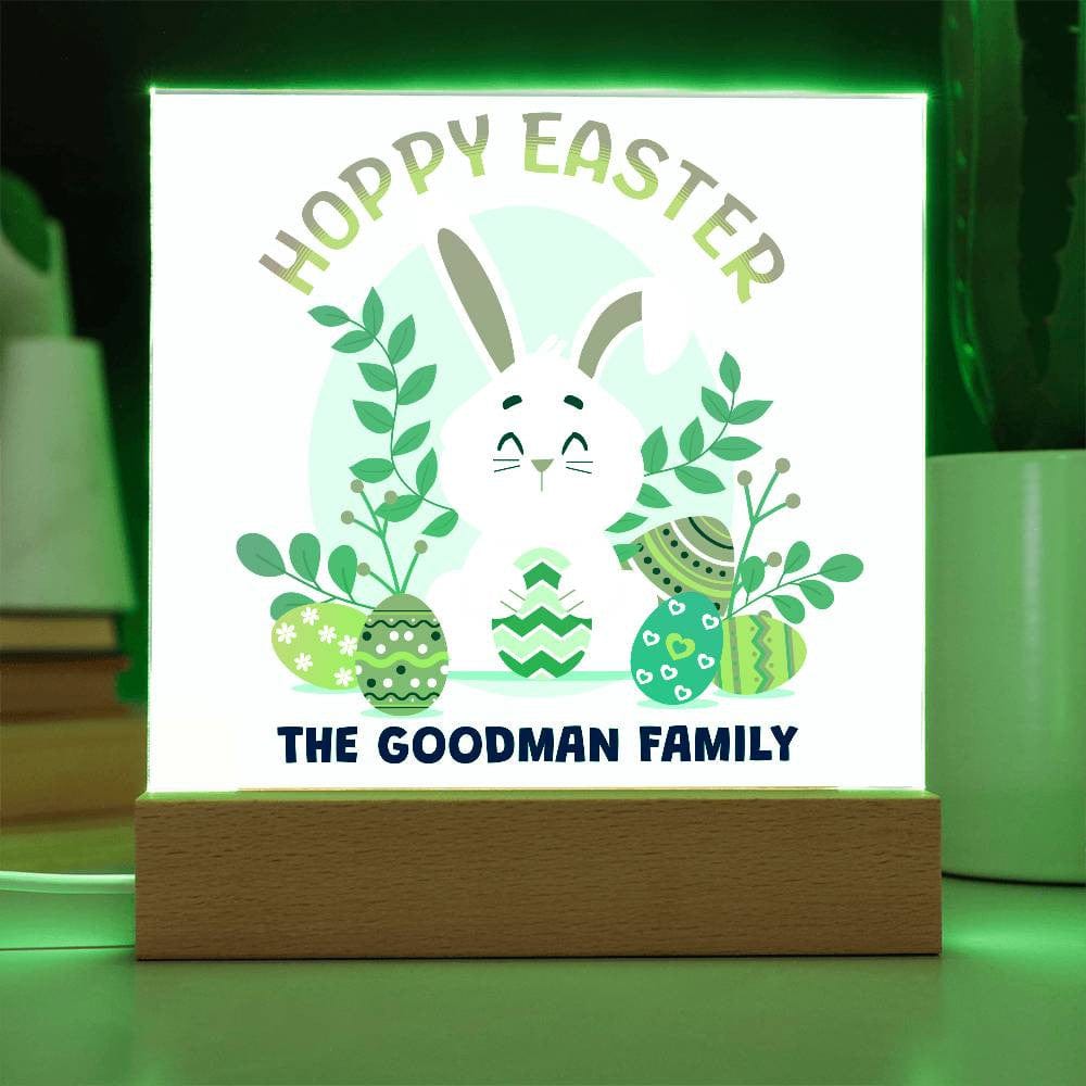 Hoppy Easter Customized Family Name Acrylic Square Plaque